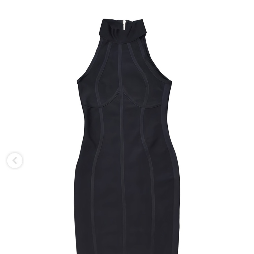 Black One-Shoulder High-Neck Bodycon Dress